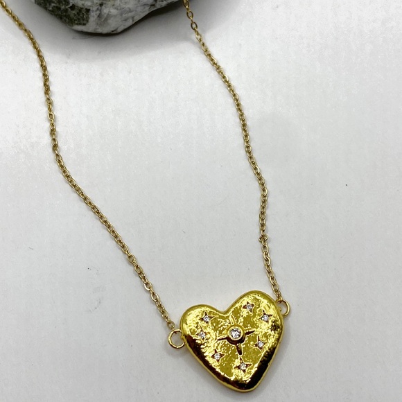 NEW Heart With CZ Stars Layering Necklace - Picture 12 of 14